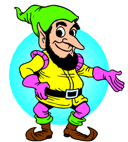 Cartoon Character with Beard and Green Hat Clipart