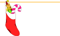 Cartoon Christmas Stocking with Santa Claus Clipart