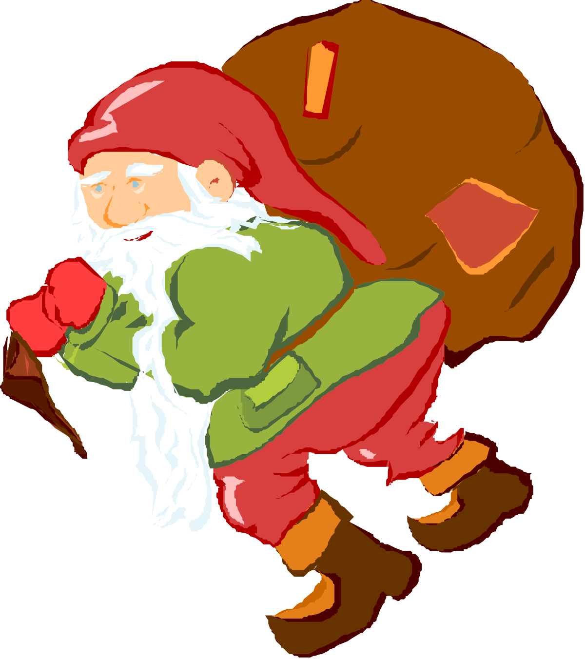 a santa claus carrying a sack of money clip art png transparent Santa Claus with Money Sack Clipart - Festive Holiday Graphics