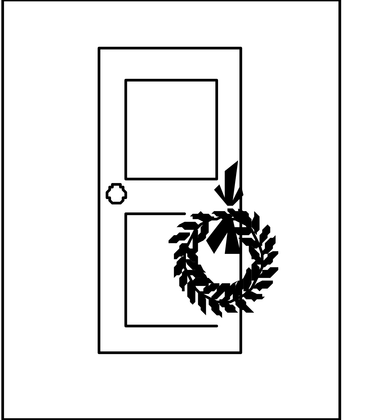 Wreath Door Decoration - Black and White Clipart for Elegant Designs