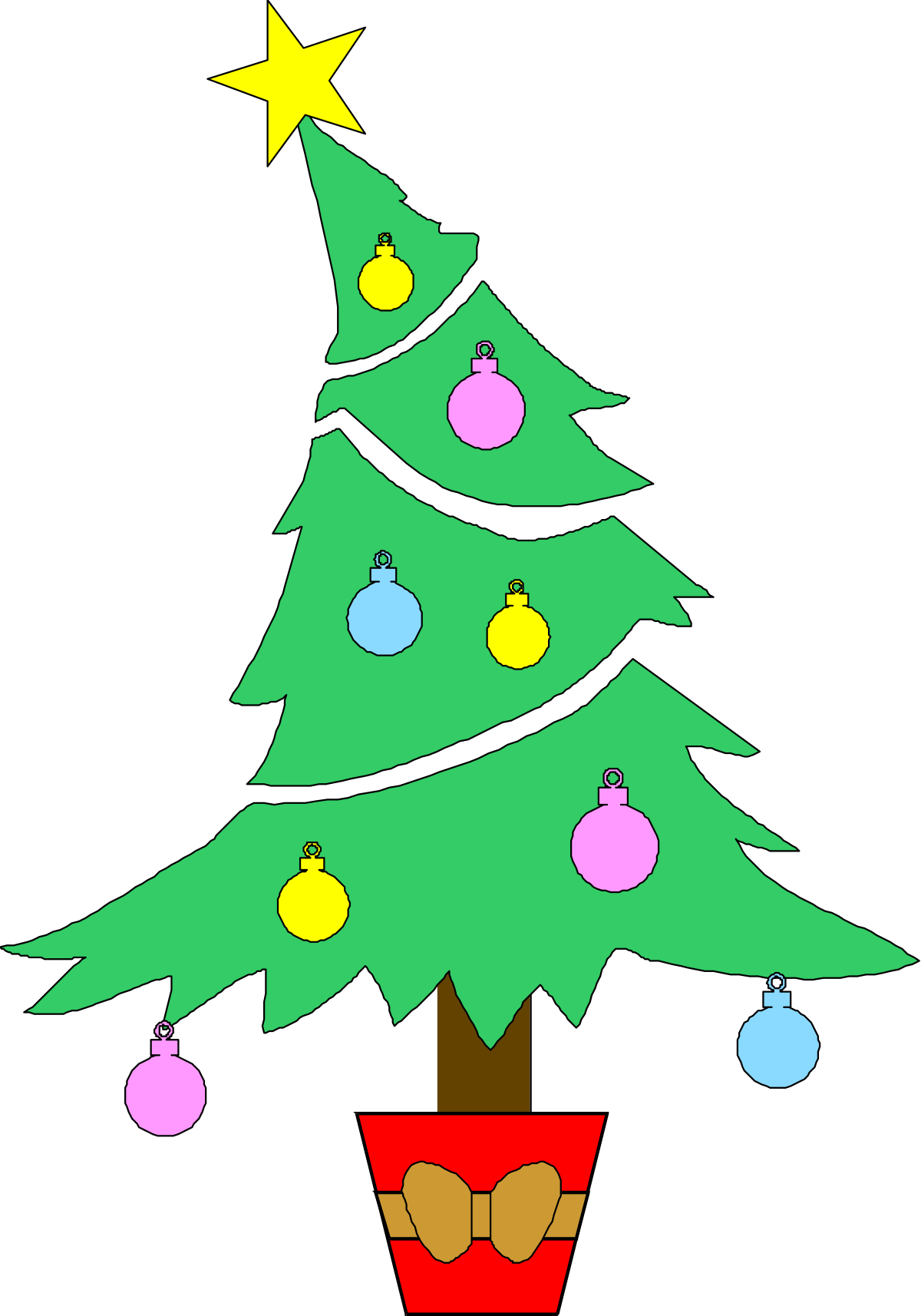 Christmas Tree Clipart: Festive Ornaments and Star Delight