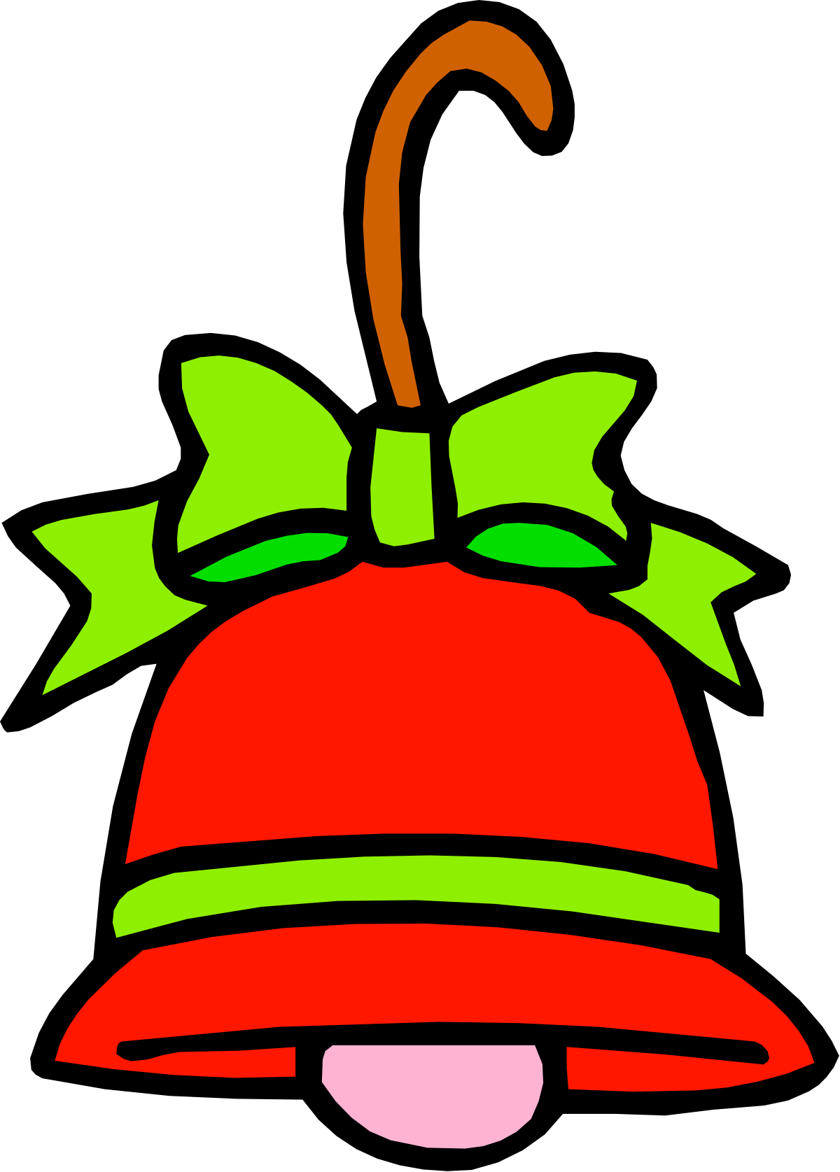 a red bell with a green bow on top clip art png transparent Red Bell with Green Bow: Festive Clipart for Holiday Cheer
