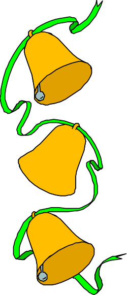 Bells with Green Ribbons Clipart - Festive Decorations for Celebrations