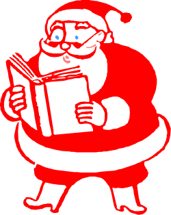 Santa Reading a Book Clipart - Festive Holiday Illustration