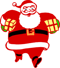 Santa Claus Holding Gift Box - Festive Holiday Clipart