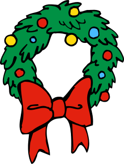 Christmas Wreath with Bow and Lights - Festive Clipart Collection