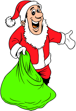 Cartoon Santa Claus with Money Bag Clipart: Festive Holiday Graphics