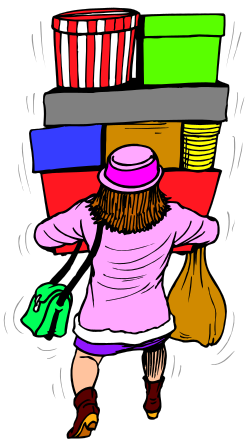 Man Carrying Large Pile of Boxes Clipart