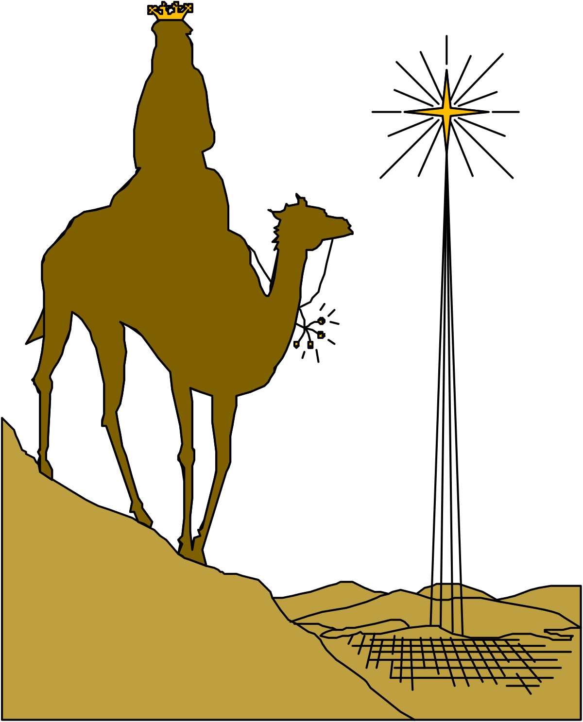 a man riding a camel on a desert clip art png transparent Camel Riding in the Desert - Vibrant Clipart Illustration