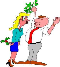 Couple Under Mistletoe: Romantic Clipart for Holiday Themes