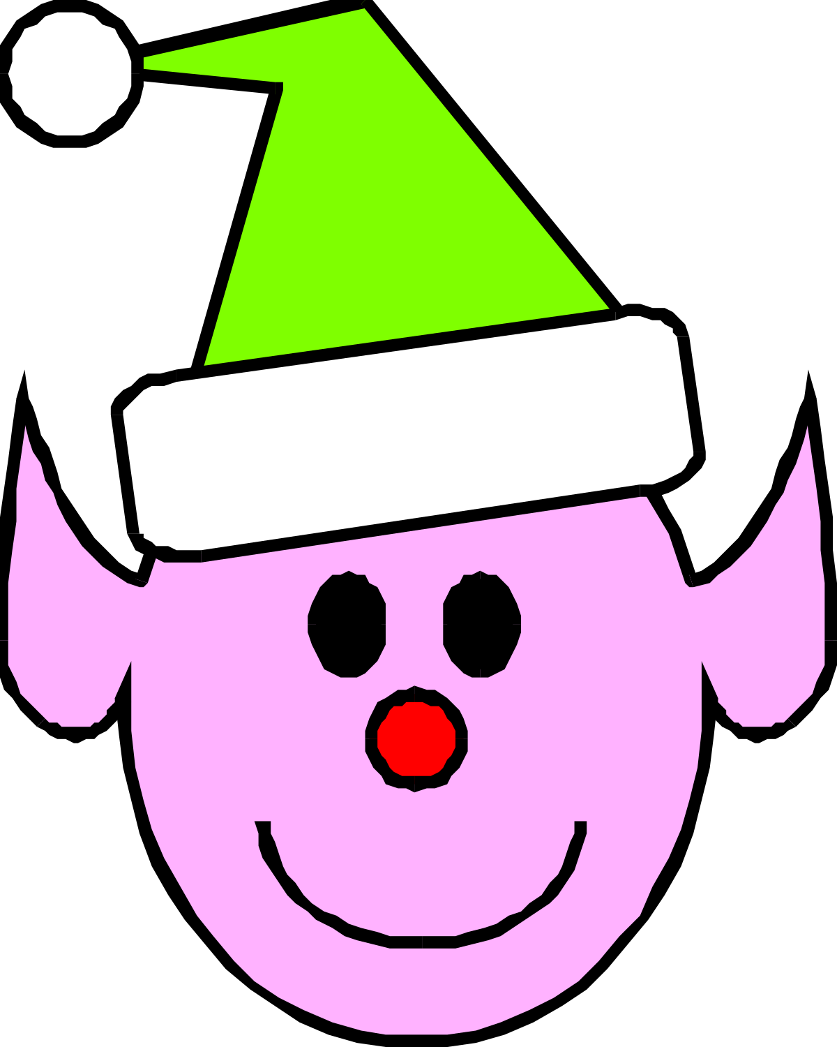 Green and Pink Santa Claus Face Clipart for Holiday Cheer