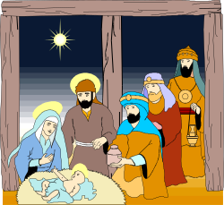 Three Wise Men and Baby Jesus Clipart Scene for Holiday Celebrations