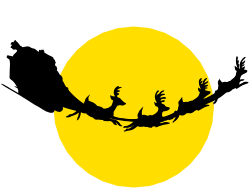 Santa Claus Silhouette on the Moon Clipart for Festive Designs