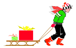Christmas Present Clipart: Person Pulling Sleigh