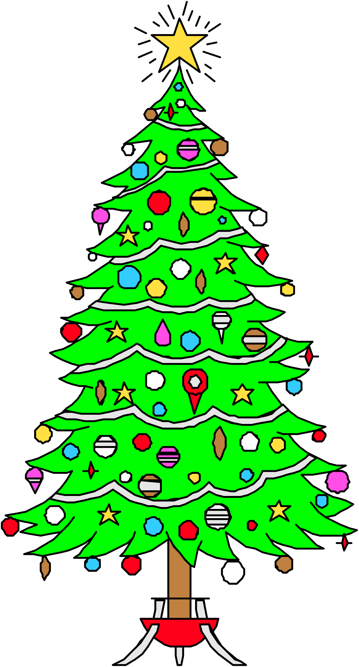 Christmas Tree with Ornaments and Decorations - Festive Clipart