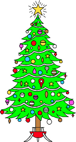 Christmas Tree with Ornaments and Decorations - Festive Clipart