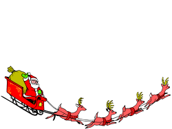 Santa Claus Riding Sleigh with Reindeer - Festive Clipart