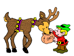 Cartoon Character Kissing Reindeer Clipart - Joyful Holiday Scene