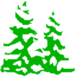 Green Christmas Tree Surrounded by Flying Birds Clipart