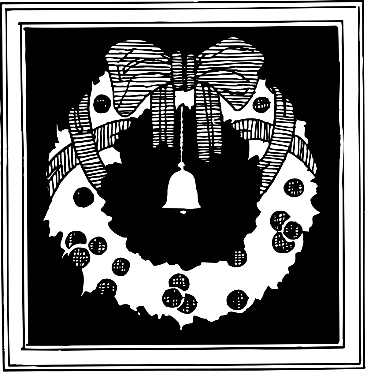 Black and White Wreath Clipart - Elegant Floral Design for Your Projects