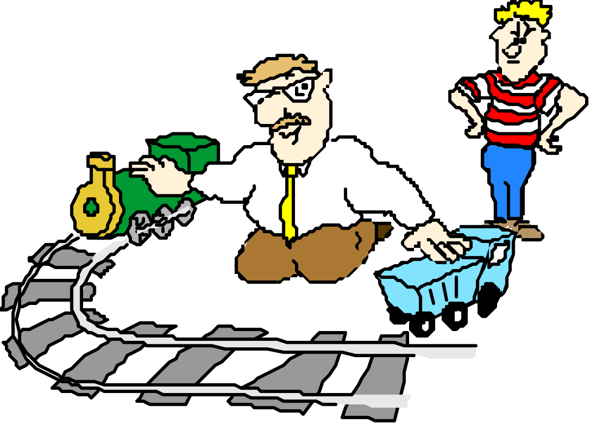Man Walking Across Street with Bag Clipart