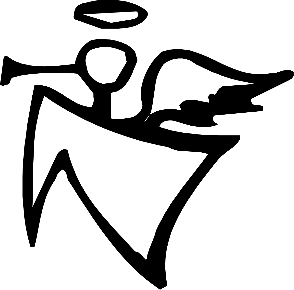 Silhouette of a Man with Beard - Black and White Clipart