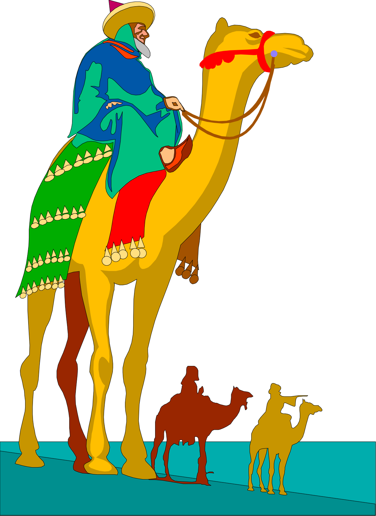 Man Riding Camel with Dog Clipart for Adventure Themes