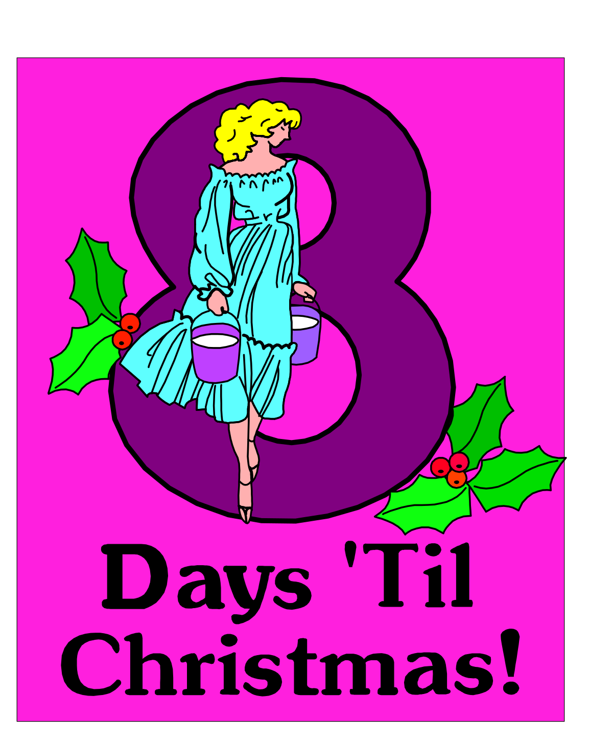 Blue Dress Woman Next to Number 8 Clipart