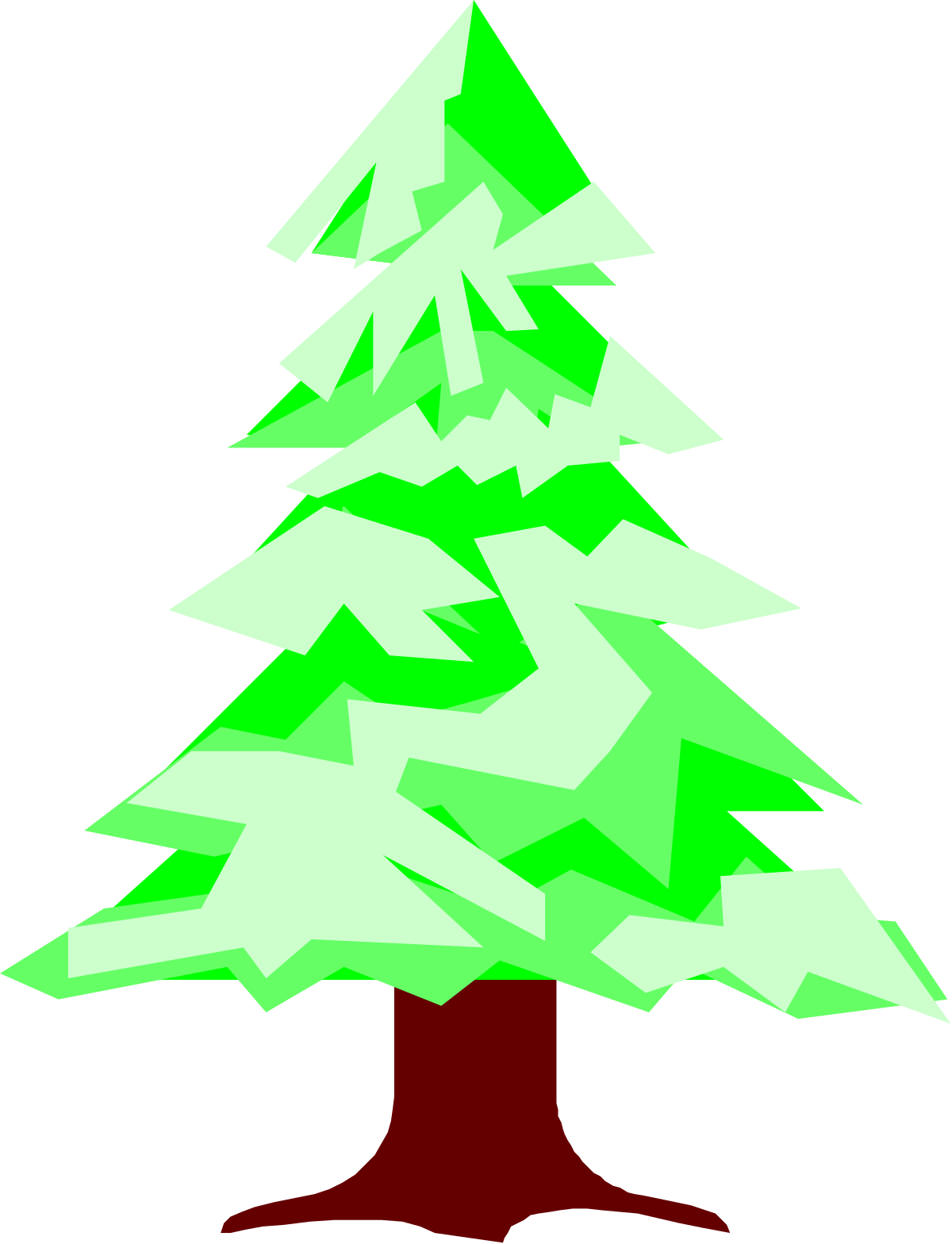 Christmas Tree Clipart with White and Green Leaves - Festive Holiday Decor