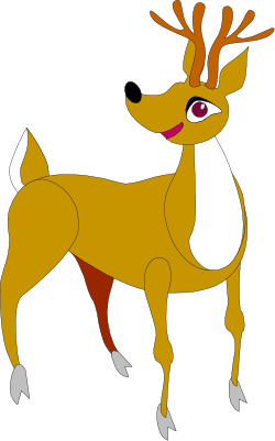 Cartoon Deer with Red Nose and White Tail - Whimsical Clipart for Creative Projects