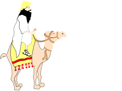 Man Riding a Camel with Dog Clipart for Adventure Themes