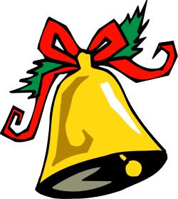 Bell with Red Bow and Green Leaves Clipart for Festive Designs