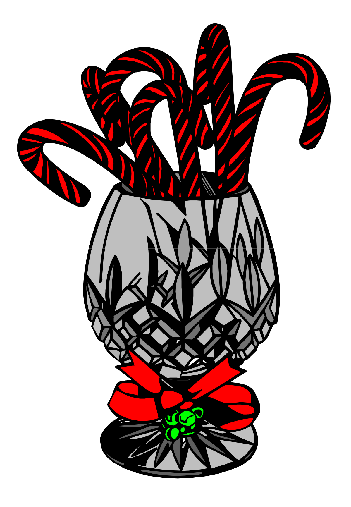 Vase with Red Bow Clipart - Elegant Floral Decoration
