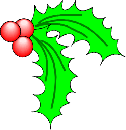 Holly with Red Berries Clipart - Festive Botanical Illustration