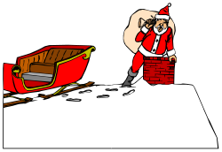 Santa Hat Man Surrounded by Brick Pile Clipart