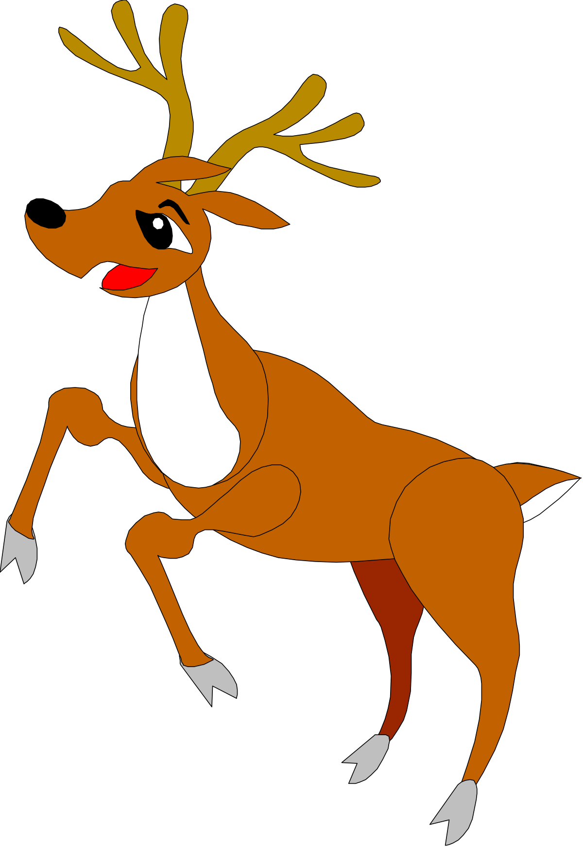 Reindeer with a Red Nose Running Clipart