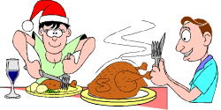 Turkey Feast Clipart: Couple Enjoying Dinner at the Table