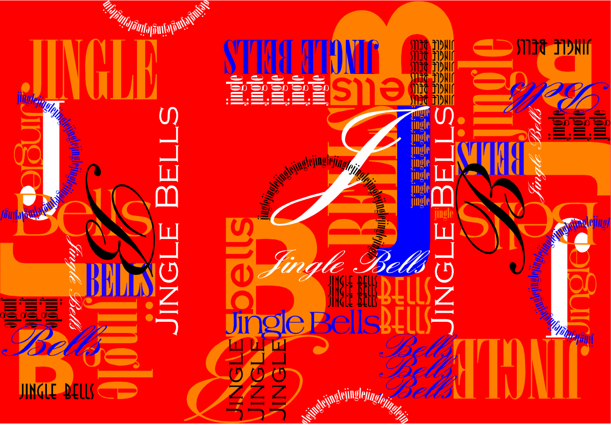 Vibrant Red Background with Diverse Clipart Patterns