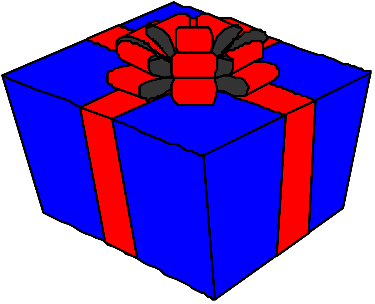 Blue Box with Red Bow - Perfect Gift Clipart
