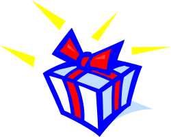 Gift Box Clipart: Blue and Red Bow Design