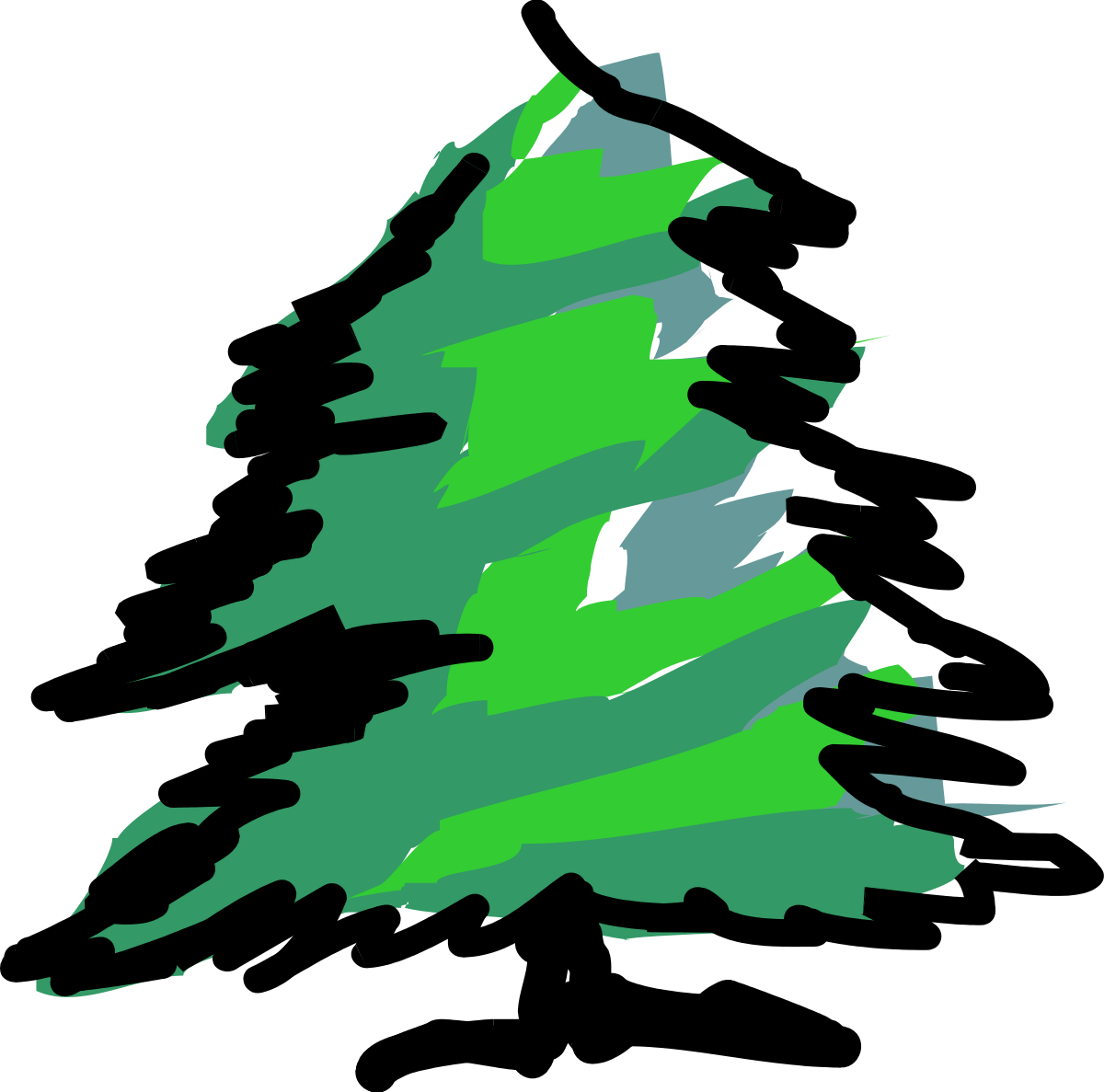 Green Christmas Tree on Black Background Clipart