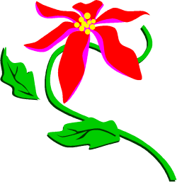 Flower Clipart: Vibrant Red Petals with Lush Green Leaves