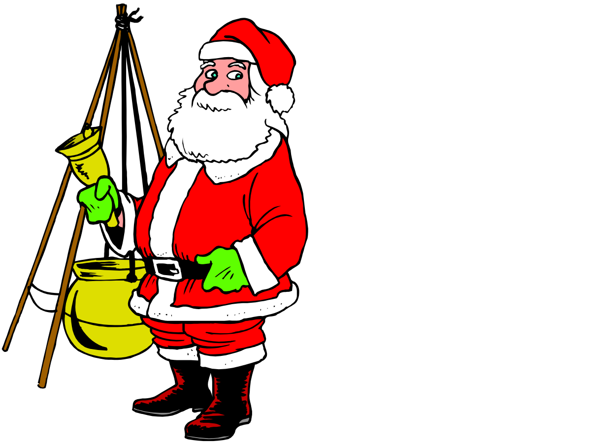 Santa Claus Holding a Pot of Goldfish - Festive Clipart Collection