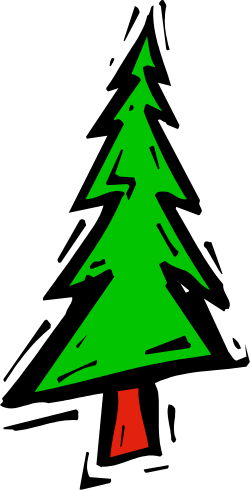 Green Christmas Tree with Red Star - Festive Clipart