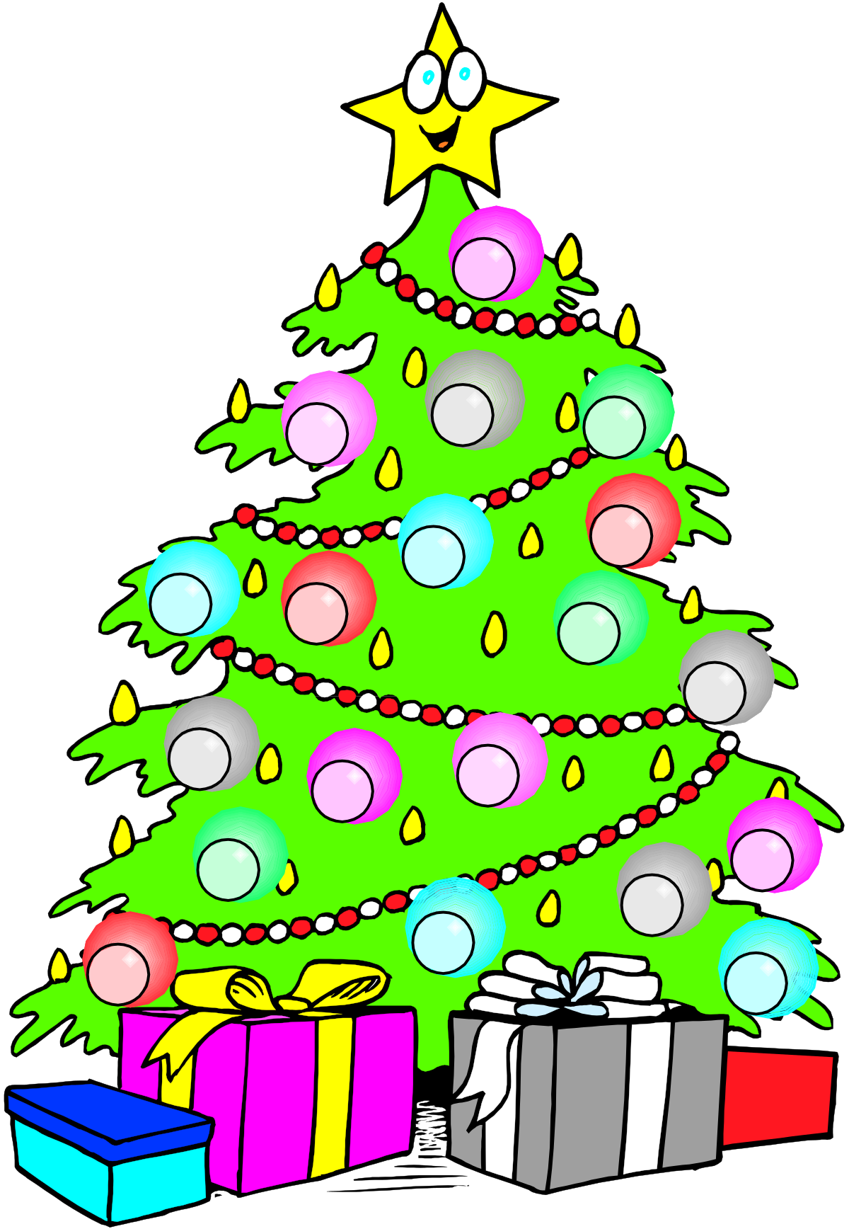 Christmas Tree with Presents Clipart  Festive Holiday Decorations