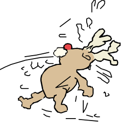Reindeer with Santa Hat and Red Nose - Festive Clipart