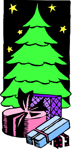 Christmas Tree with Presents Clipart - Holiday Cheer
