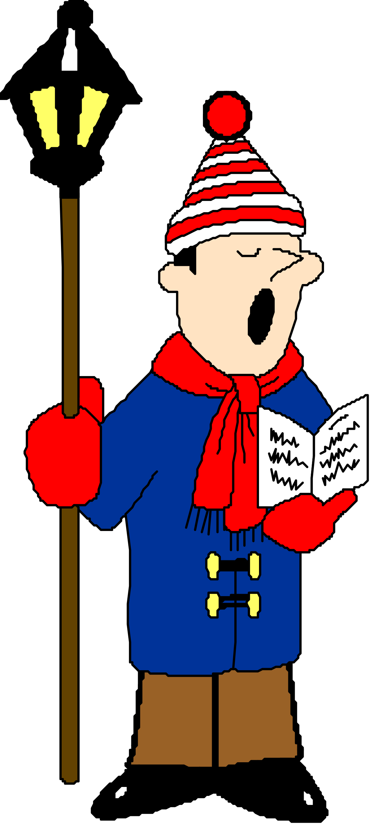 Cartoon Character Holding Paper and Stick Clipart