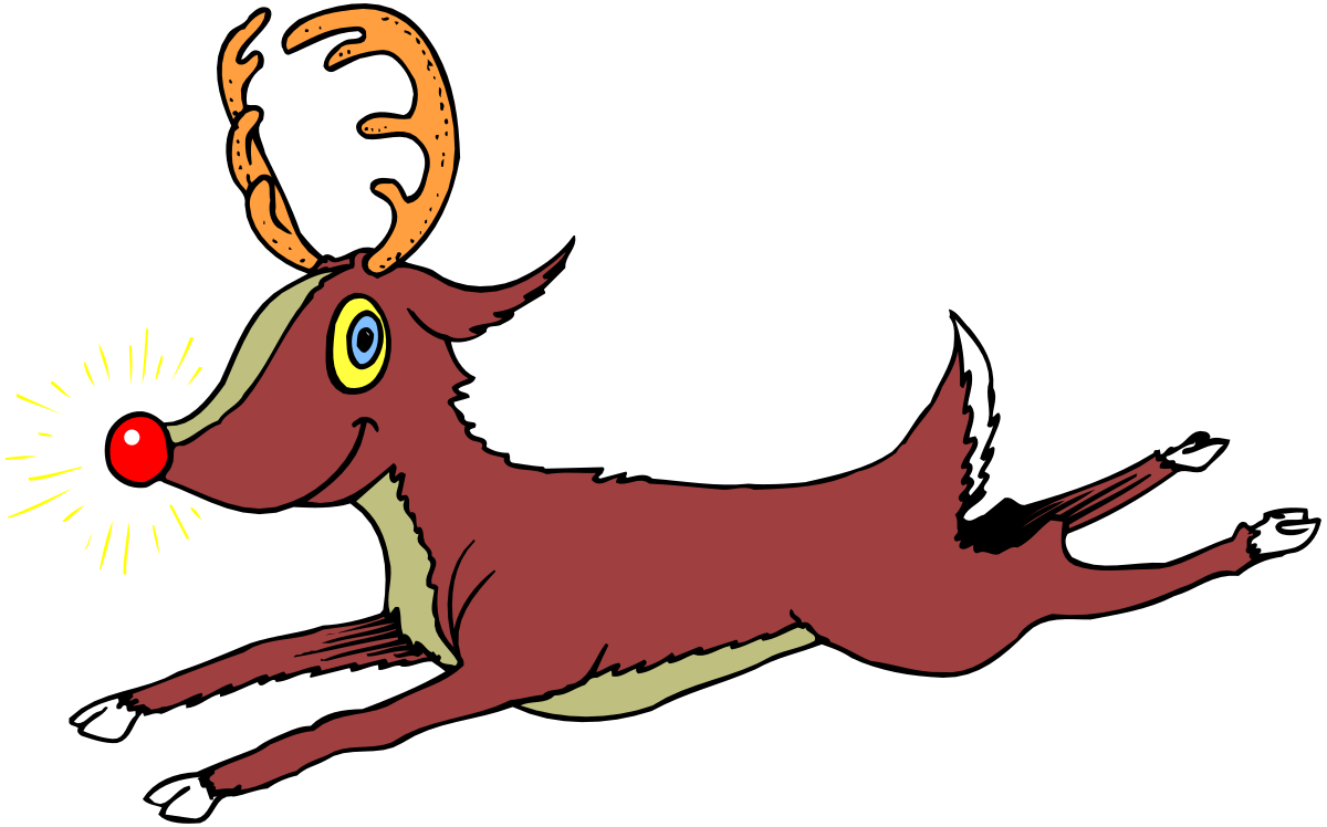 Cartoon Deer with Red Nose - Whimsical Clipart for Fun Designs