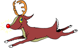 Cartoon Deer with Red Nose - Whimsical Clipart for Fun Designs